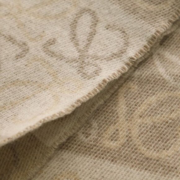 Loewe Anagram Fringe Muffler Beige Cashmere Wool Scarf - Picture 6 of 6